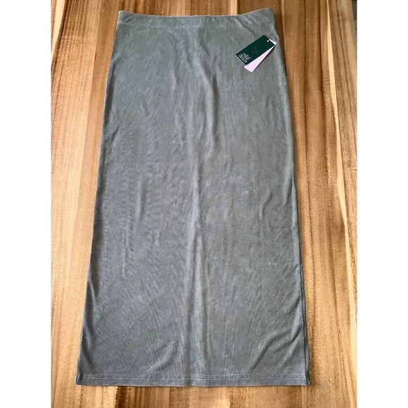 Wild Fable Womens Midi Pencil Skirt Stretchy Light Gray Ribbed Knit Size Medium - Picture 10 of 10